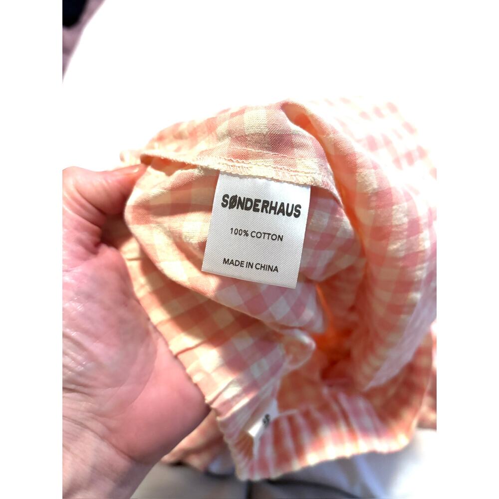 Charming Sonderhaus Peach & Cream Gingham Cotton Pants 100% Cotton XS - Picture 4 of 5